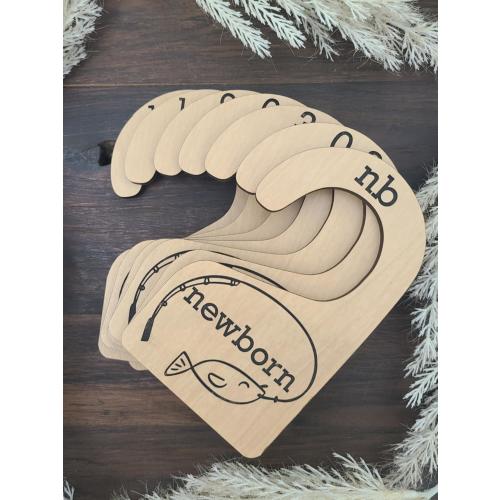 Fishing Nursery Closet Dividers: Wood Baby Clothes Size Markers