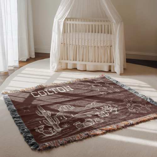 Personalized Cowboy Woven Milestone Blanket, Western Monthly Blanket, Monthly blanket with western design, Newborn Name Woven Throw Blanket
