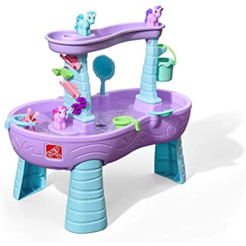 Step2 Rain Showers & Unicorns Kids Water Tables, Outdoor Toddler Activity Table, Ages 2 – 10 Years Old, 12 Piece Water Toy Accessories, Blue & Purple
