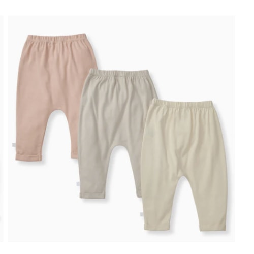 Solid Organic Cotton Baby Pants 3 Pack Newborn Size
