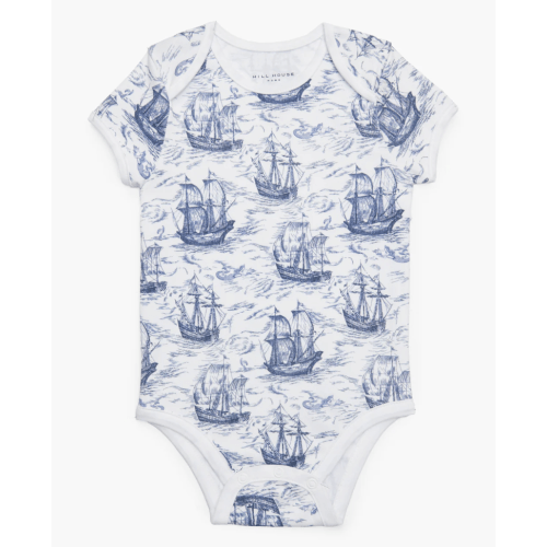 The Short Sleeve Onesie - Navy Mariner's Toile