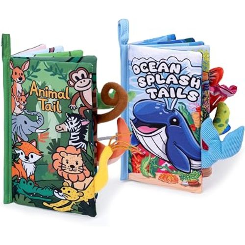 HECCEI 2-Pack Soft Baby Book Crinkle Books for Babies Baby Toys 6-12 Months