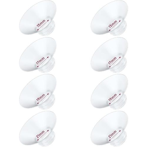 Flange Insert 8PCS 15/17/19/21mm*2Pcs Compatible with Momcozy M9/M6/M5/S12 Pro/V1 Pro/V2 pro, Spectra/Medela/Elvie/NCVI/TSRETE/eufy/Lansinoh/Paruu/MomMed Breast Pump 24mm Shields/Flanges