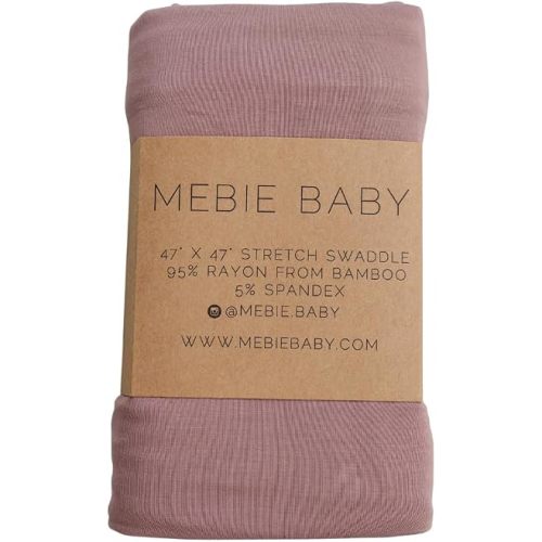 Mebie Baby Dusty Rose Stretch Swaddle, Modern and Neutral Swaddle Blanket for Baby Girl, Soft Baby Blankets, Newborn Swaddle Blanket, 0-3 Month, Comfy Wrap, Baby Essentials & Gifts (47" x 47")