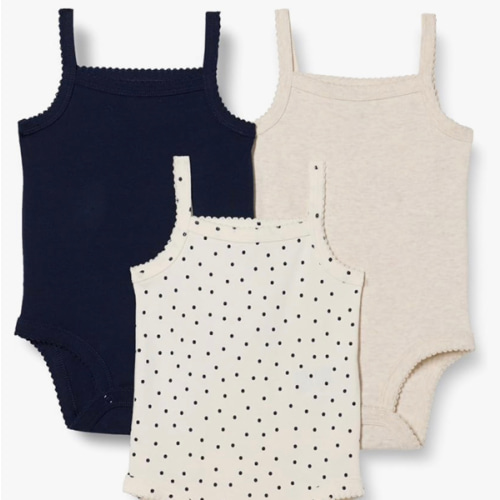 Baby Girls' Cotton Sleeveless Bodysuits, Pack of 3