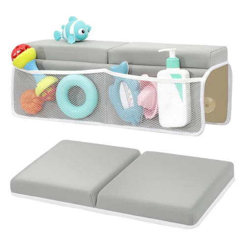 Bath Kneeler and Elbow Rest Pad Set , Baby Bath Kneeler Pads, Anti-Slip Cozy Knee & Arm Support Bathtub Mat Gray