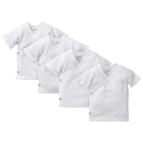 Gerber® Baby 4pk Short Sleeve Side Snap Shirts - White 0-3 M