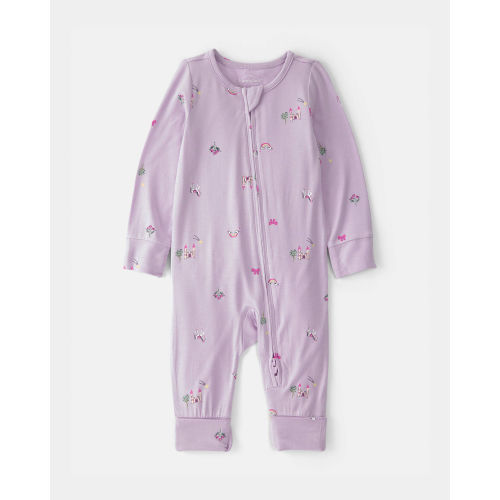 Baby Girl Fairytale 2-Way Zip PurelySoft Sleep & Play Pajama - Purple | Carter's