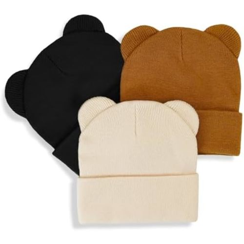 POXIMI Baby Winter Beanies Toddler Boy Bear Ear Hats Newborn Knitted Hat Infant Girls Skull Caps for Cold Weather