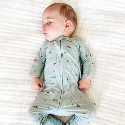 Gone Fishing Small Ribbed Zip Romper