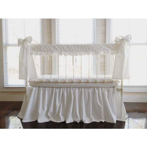 Personalized Ruffled Crib Rail Cover, Farmhouse Skirt & 2 Bows Set