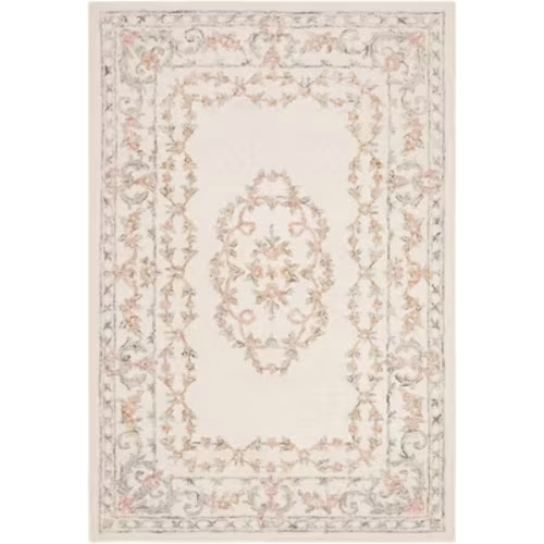 Aubusson AUB102 Hand Tufted Indoor Accent Rug - Ivory/Pink - 3'x5' - Safavieh