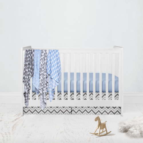 Bacati Ikat 6 Piece Crib Bedding Set, Blue/Gray