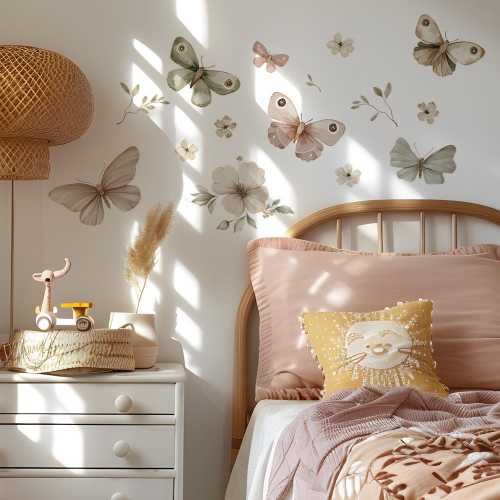 Boho Butterfly Wall Decals: Peel and Stick Nursery Decor
