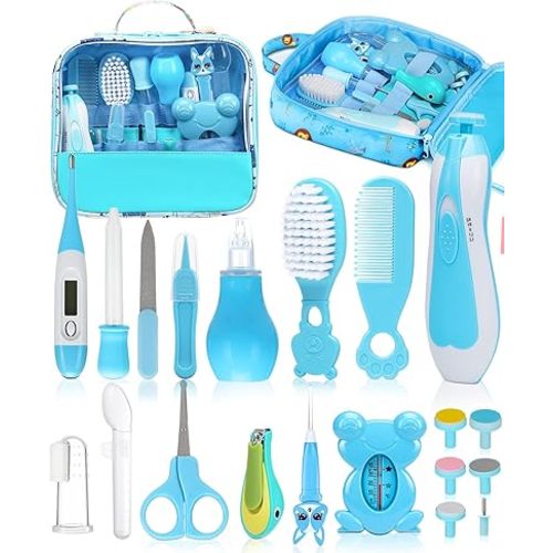 Baby Healthcare and Grooming Kit, Electric Safety Nail Trimmer Baby Nursery Kit, Newborn Care Kits with Hair Brush Comb for Newborn Infant Toddlers Baby Boys Girls Kids, Baby Shower Gifts