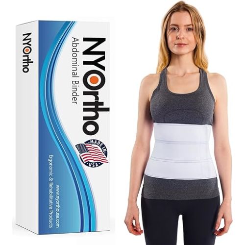 NYOrtho Post Surgery Abdominal Binder - Waist Support Belt for Men & Women - Postpartum Belly Band - Tummy Tuck Compression Garment - MADE IN USA (30" - 45") 3 Panel - 9"