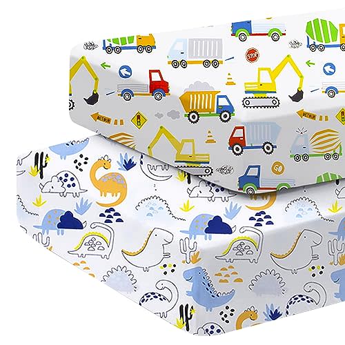 2 Pack Crib Sheets 52in x 28in | Bedding for Cot Bed Soft Breathable Cotton Sheets for Standard Crib and Toddler Mattresses, Nursery Sheet
