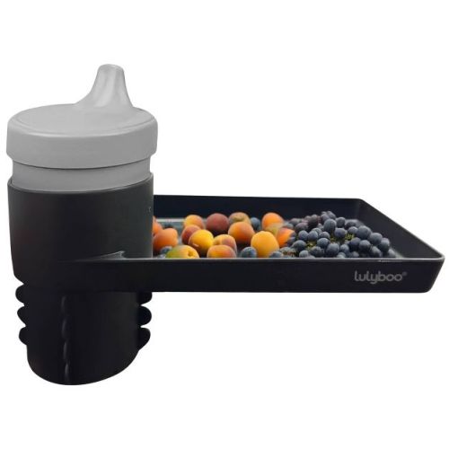 Lulyboo Travel Snack Tray - Black: Car Seat Accessory with Durable TPR & ABS Construction, Holder for Cups & Snacks