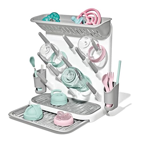 OXO Tot Expandable Drying Rack  Space-Saving Drying Rack | Newborn and Baby Essentials | Breastfeeding Essentials | Dry Baby Bottles | Save Space in Kitchen