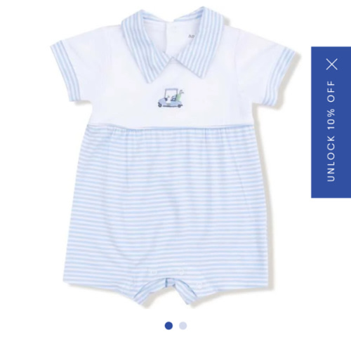 Polo Shortie with Contrast, Blue Golf - Angel Dear Rompers | Maisonette