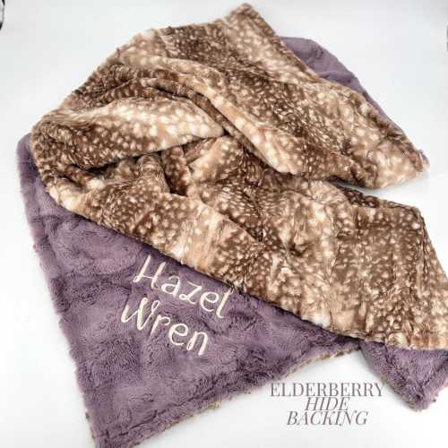 Personalized deer baby blanket girl with name soft minky baby blanket with embroidery fawn newborn girl gift idea woodland pink girl blanket