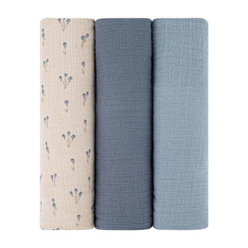 3 Pack Cotton Muslin Swaddle Blanket - Blue Bluebell – Ely's & Co.