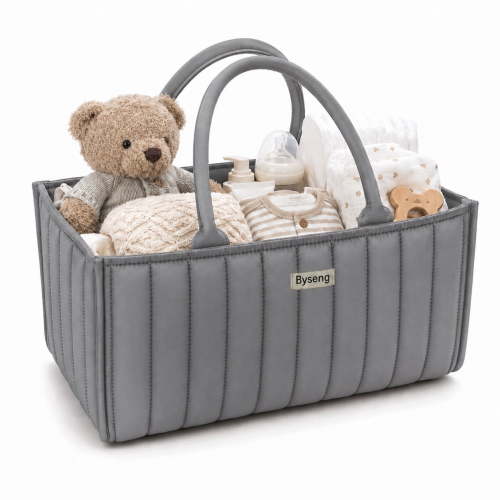 Byseng, Baby Diaper Caddy, Gray, Nursery Storage Bin and Car Organizer