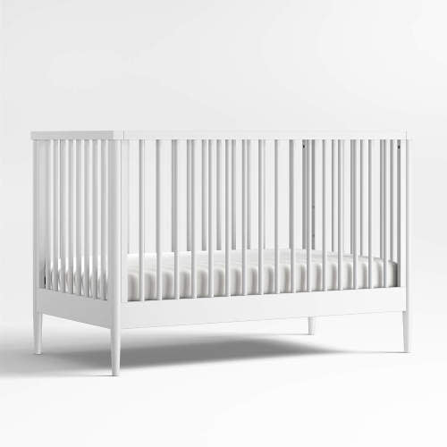 Hampshire White Wood Convertible Baby Crib with Toddler Bed Rail