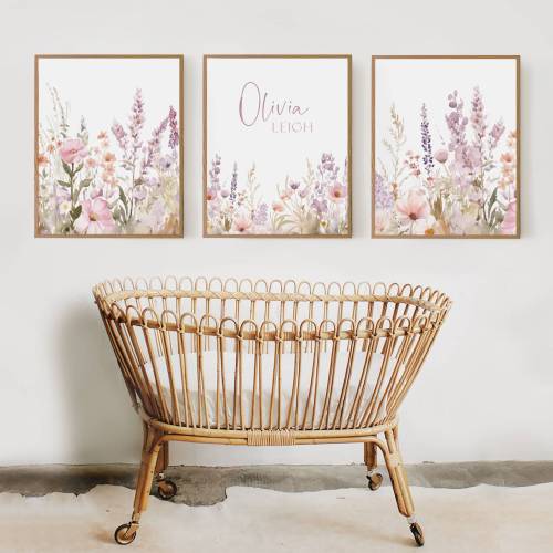 Nursery Wall Art Wildflowers Girl Nursery Name Print Botanical Nursery Wall Decor Floral Nursery Flower Nursery Gift Baby Shower