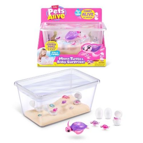 Pets Alive Mama and Baby Turtle Beach Surprise: Animal Figures with Plastic Material & Batteries Included