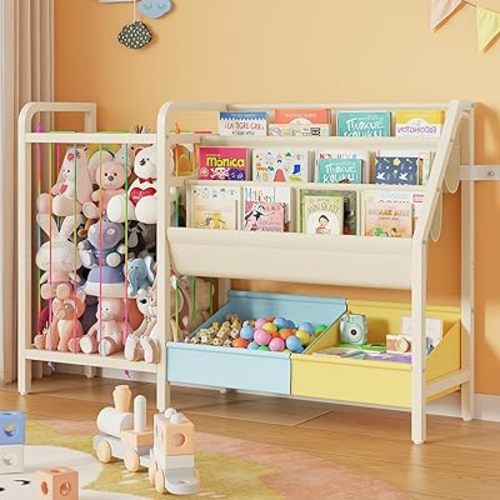 B5 Kids Bookshelf and Toy Storage, Book Shelf for Kids Blue&Yellow