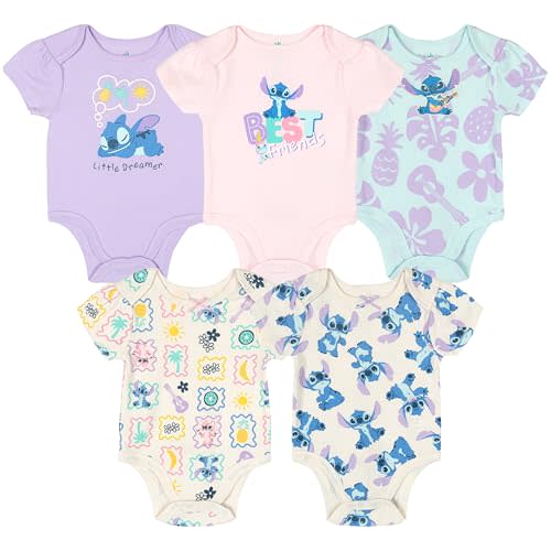 Disney Classics The Aristocats Lion King Winnie the Pooh Pixar Toy Story Baby Girls 5 Pack Bodysuits Newborn to Infant