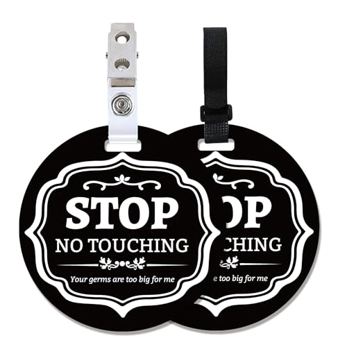 PLIGREAT 2 Sets Stop No Touching Baby Signs Black and White Border Please Do Not Touch Baby Sign for Baby Boys Girls for Baby Carrier Car Seat Stroller Tag with Hanging Straps and Clip