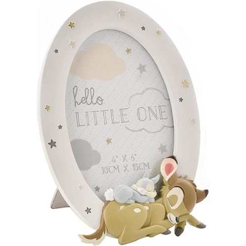 Happy Homewares Magical Beginnings Resin Bambi & Thumper Photo Frame 4" x 6" - Adorable Baby Gift Photo Frame - Officially Licensed