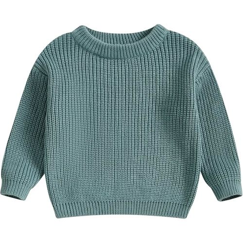 fhutpw Baby Boy Girl Pullover Sweater 3 6 12 18 Months Knit Clothes Unisex Toddler 2T 3T 4T Fall Winter Warm Long Sleeve Tops