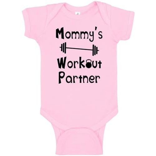 Reaxion Handmade Funny Baby Boy Girl Mommy's or Daddy's Workout Partner Bodysuits Clothes