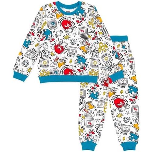 SEGA Sonic the Hedgehog Tails Knuckles French Terry Sweatshirt and Jogger Pants Set Little Kid to Big Kid