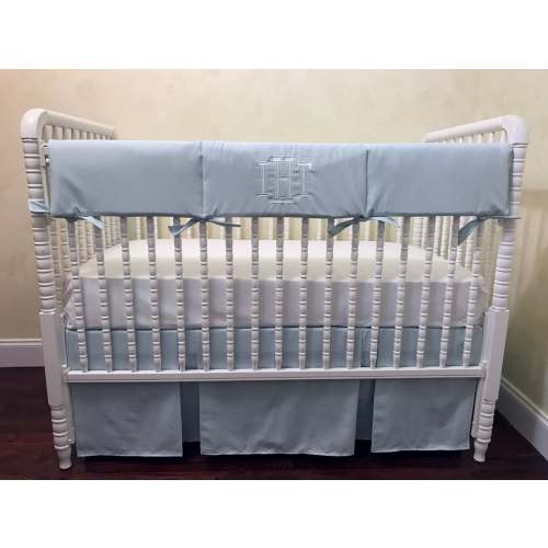 Light Pale Blue Baby Crib Bedding - Crib Rail Cover, Double Pleated Cr - Just Baby Designs
