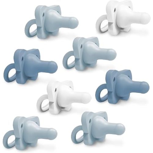 Dr. Brown's HappyPaci 100% Silicone Baby Pacifier, Light-Blue/Blue/White, BPA-Free, 0-6m, 8-Pack