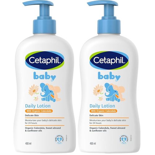 Cetaphil Baby Daily Lotion with Organic Calendula |Vitamin E | Sweet Almond & Sunflower Oils |13.5 Fl. Oz (Pack of 2)