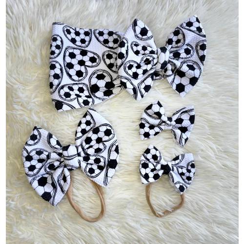 Soccer Sports Baby and Toddler Bow on Headwraps, Headbands, Clip Ons