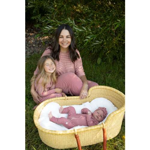 Women's Boxy Tee Lounge Set: Peppermint Stripe Ribbed Style – Milk & Baby