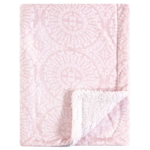 Yoga Sprout Baby Girl Mink and Faux Shearling Plush Blanket, Scroll, One Size