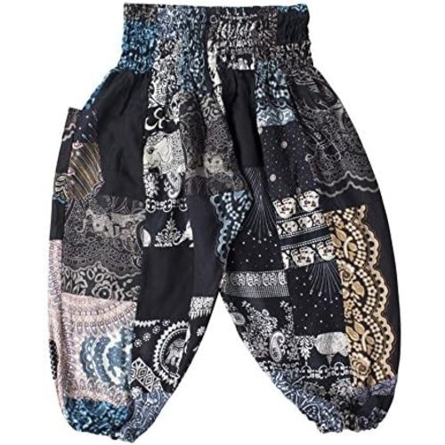 LOFBAZ Patchwork Cute Harem Pants for Girls Boys Kids Toddler Boho Clothes