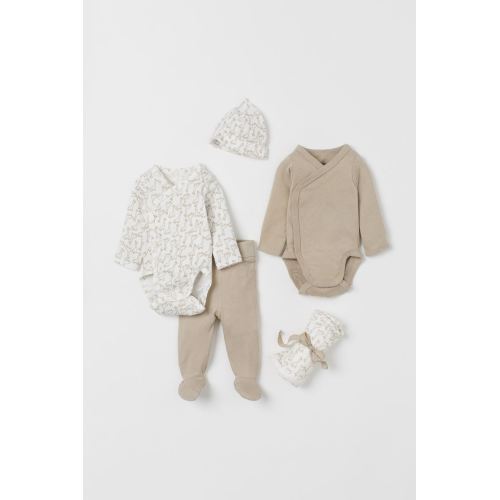 5-piece Cotton Set - Natural white/giraffes - Kids | H&M US