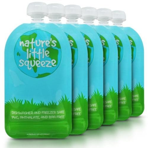 WeeSprout Double Zipper Reusable Food Pouch - 6 Pack - 5 fl oz