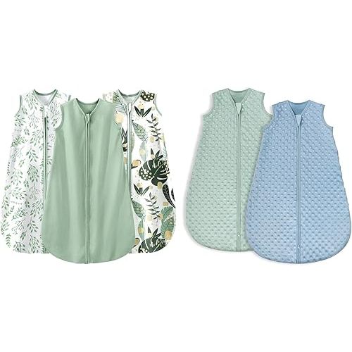 Yoofoss Baby Sleep Sack 0-6 Months Baby Wearable Blanket 100% Cotton 2-Way Zipper