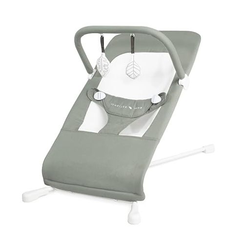 Baby Delight Highland Baby Bouncer | Infant | 0 – 6 Months | 3-Position Recline | Sage Tweed