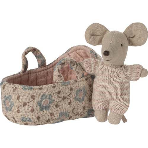 Baby mouse in carry cot - Rose