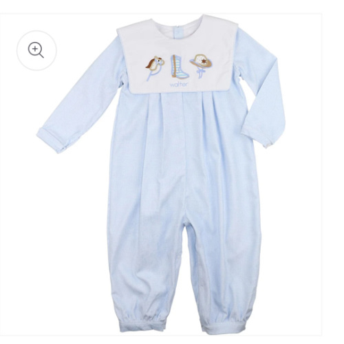 Blue Gingham Corduroy Cowboy Long Romper – Cecil & Lou